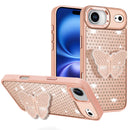 iPhone 17 Air Butterfly Moveable Grip Stand With Small Diamonds Meta Buttons HQ Hybrid - Rose Gold