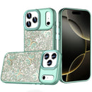 iPhone 17 Pro Cute Butterfly Ornaments Diamonds Shimmer Matching Metallic HQ Hybrid - Teal