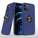 iPhone 15 6.1 CHIEF Oil Painted Magnetic Ring Stand Hybrid Case Cover - Dark Blue