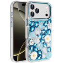 iPhone 17 Pro Spectacular Full Bling Stones Glitter HQ Hybrid Floral Series - Blue