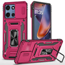 Motorola Moto G Power 5G 2025 Utter Tough Metal Ring Movable Camera Window Hybrid Case Cover - Hot Pink