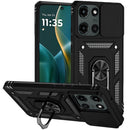 Samsung Galaxy S25 FE Well Protective Magentic Ring Stand Camera Protective Cover Case - Black