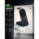 InfinaCore T3 Pro 3 in 1 Qi2 Wireless Charging Stand 15W - BLACK FROST  (A3 INFINACORE-7)