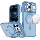 For Apple iPhone 18 Pro Max Magnetic Matte Camera Metallic Stand Hybrid Case - Light Blue