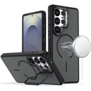 Samsung s26 Ultra Magnetic Matte Camera Metallic Stand Hybrid Case - Black