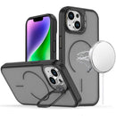 For iPhone 13/14 Magnetic Matte Camera Metallic Stand Hybrid Case - Black
