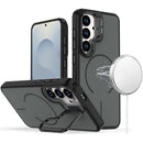 Samsung s26 Magnetic Matte Camera Metallic Stand Hybrid Case - Black