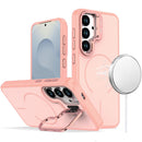 Samsung s26 Magnetic Matte Camera Metallic Stand Hybrid Case - Pink