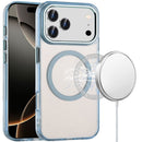 For iPhone 17 Pro Max Magnetic Circle Ring Transparent Premium Acrylic with Metal Buttons & Camera Raised Lip - Light Blue
