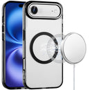 iPhone 17 Air Magnetic Circle Ring Transparent Premium Acrylic with Metal Buttons & Camera Raised Lip - Black