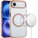 iPhone 17 Air Magnetic Circle Ring Transparent Premium Acrylic with Metal Buttons & Camera Raised Lip - Rose Gold