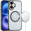 iPhone 17 Magnetic Circle Ring Transparent Premium Acrylic with Metal Buttons & Camera Raised Lip - Black