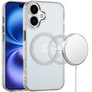 iPhone 17 Magnetic Circle Ring Transparent Premium Acrylic with Metal Buttons & Camera Raised Lip - Clear