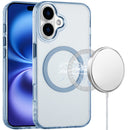 iPhone 17 Magnetic Circle Ring Transparent Premium Acrylic with Metal Buttons & Camera Raised Lip - Light Blue