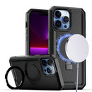 iPhone 13 6.1/14 6.1 Aligned [Magnetic Circle] Kickstand Tough Strong ShockProof Hybrid - Black