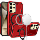 Samsung Galaxy s24 Ultra 5G Magnetic Ring Stand Simplistic Tough Hybrid Case Cover - Red