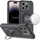 For iPhone 14 PRO MAX 6.7" Magnetic Honeycomb Kickstand Hybrid Case - Black