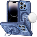 For iPhone 14 PRO MAX 6.7" Magnetic Honeycomb Kickstand Hybrid Case - Blue