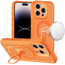 For iPhone 14 PRO MAX 6.7" Magnetic Honeycomb Kickstand Hybrid Case - Cosmic Orange
