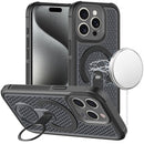 For iP15 Pro Max Magnetic Honeycomb Kickstand Hybrid Case - Black