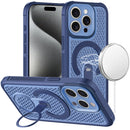 For iP15 Pro Max Magnetic Honeycomb Kickstand Hybrid Case - Blue