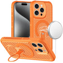 For iP15 Pro Max Magnetic Honeycomb Kickstand Hybrid Case - Cosmic Orange
