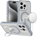 For iP15 Pro Max Magnetic Honeycomb Kickstand Hybrid Case - Gray