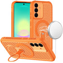 For Samsung Galaxy A27 Magnetic Honeycomb Kickstand Hybrid Case - Cosmic Orange