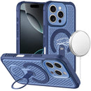 For  iPhone 16 Pro Max 6.9 inch Magnetic Honeycomb Kickstand Hybrid Case - Blue