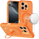 For  iPhone 16 Pro Max 6.9 inch Magnetic Honeycomb Kickstand Hybrid Case - Cosmic Orange
