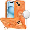 For iPhone 15 Plus Magnetic Honeycomb Kickstand Hybrid Case - Cosmic Orange