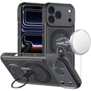 For Apple iPhone 18 Pro Magnetic Honeycomb Kickstand Hybrid Case - Black