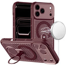 For Apple iPhone 18 Pro Magnetic Honeycomb Kickstand Hybrid Case - Dark Cherry