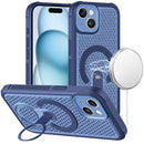 For iPhone 15 Magnetic Honeycomb Kickstand Hybrid Case - Blue