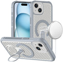 For iPhone 15 Magnetic Honeycomb Kickstand Hybrid Case - Gray