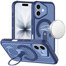 For iPhone 17 Magnetic Honeycomb Kickstand Hybrid Case - Blue