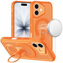 For iPhone 17 Magnetic Honeycomb Kickstand Hybrid Case - Cosmic Orange