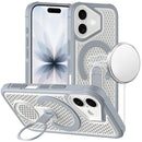 For iPhone 17 Magnetic Honeycomb Kickstand Hybrid Case - Gray