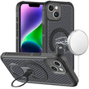 For iPhone 13/14 Magnetic Honeycomb Kickstand Hybrid Case - Black