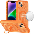For iPhone 13/14 Magnetic Honeycomb Kickstand Hybrid Case - Cosmic Orange