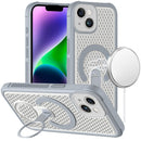 For iPhone 13/14 Magnetic Honeycomb Kickstand Hybrid Case - Gray