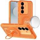 For Samsung s25 FE Magnetic Honeycomb Kickstand Hybrid Case - Cosmic Orange
