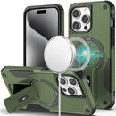For iP15 Pro Max Sturdy Bracket Kickstand Magnetic Hybrid - Midnight Green