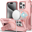 For iP15 Pro Max Sturdy Bracket Kickstand Magnetic Hybrid - Pink