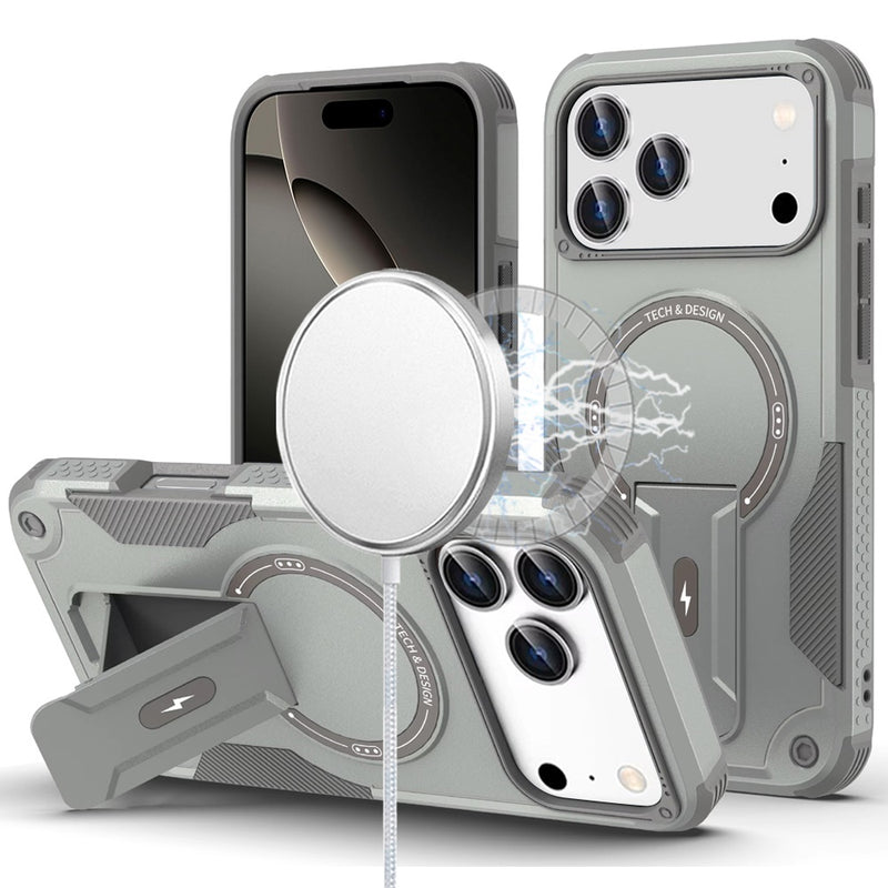iPhone 17 Pro Max Sturdy Bracket Kickstand Magnetic Hybrid - Grey