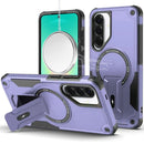 For Samsung Galaxy A27 Sturdy Bracket Kickstand Magnetic Hybrid - Purple