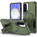 For Samsung Galaxy A37 Sturdy Bracket Kickstand Magnetic Hybrid - Midnight Green