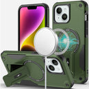 For iPhone 13/14 Sturdy Bracket Kickstand Magnetic Hybrid - Midnight Green