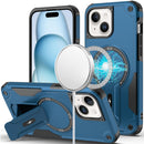 For iPhone 15 Sturdy Bracket Kickstand Magnetic Hybrid - Blue