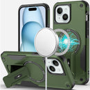 For iPhone 15 Sturdy Bracket Kickstand Magnetic Hybrid - Midnight Green